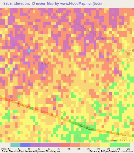 Sabat,Iraq Elevation Map