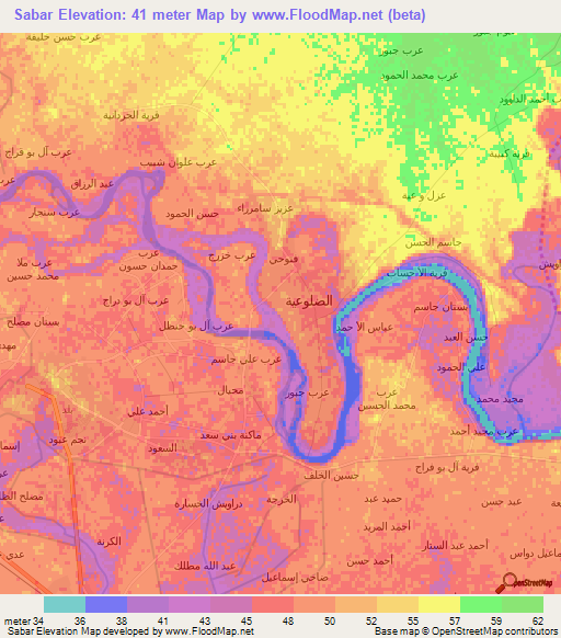 Sabar,Iraq Elevation Map