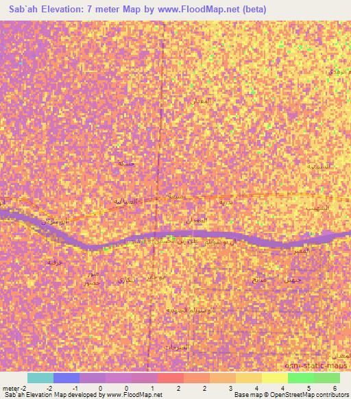 Sab`ah,Iraq Elevation Map