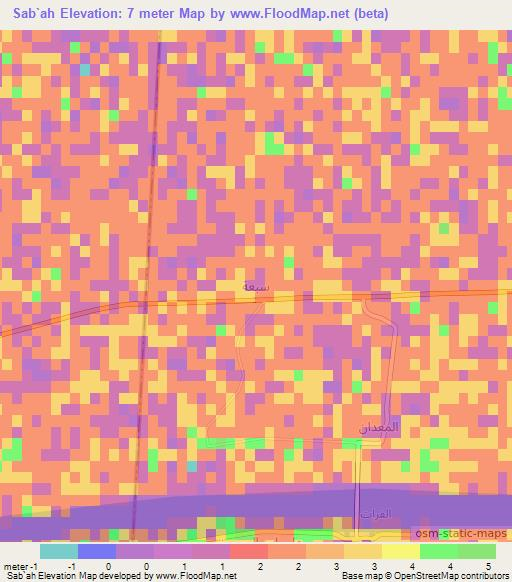Sab`ah,Iraq Elevation Map