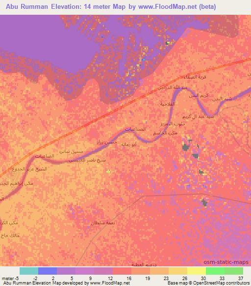 Abu Rumman,Iraq Elevation Map