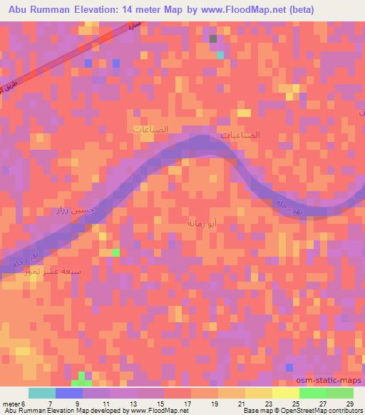 Abu Rumman,Iraq Elevation Map