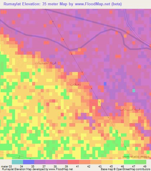 Rumaylat,Iraq Elevation Map