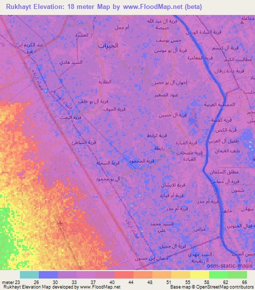 Rukhayt,Iraq Elevation Map