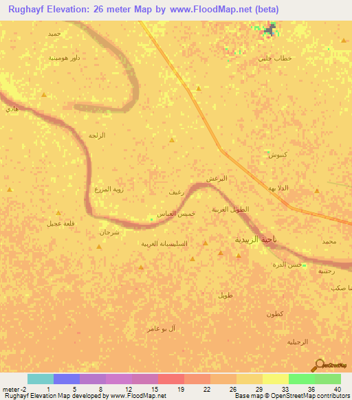 Rughayf,Iraq Elevation Map