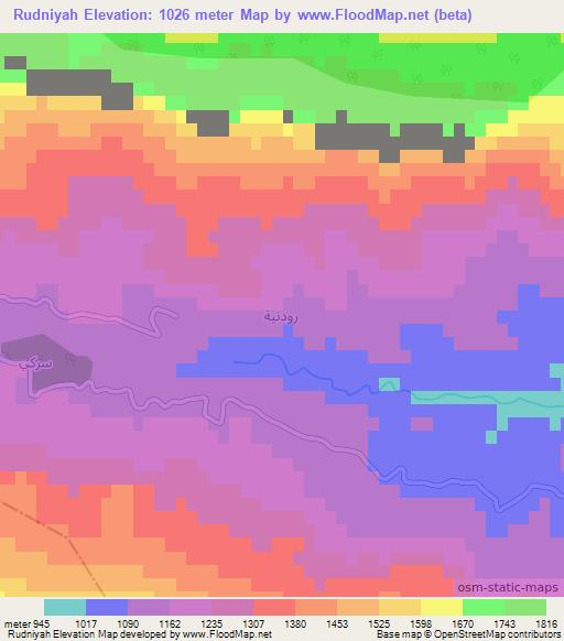 Rudniyah,Iraq Elevation Map