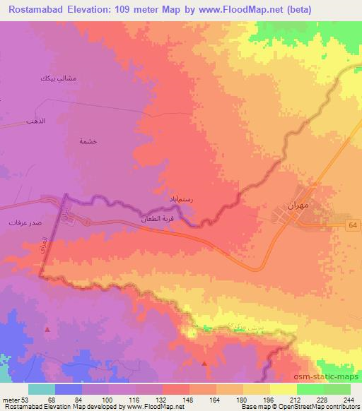 Rostamabad,Iraq Elevation Map