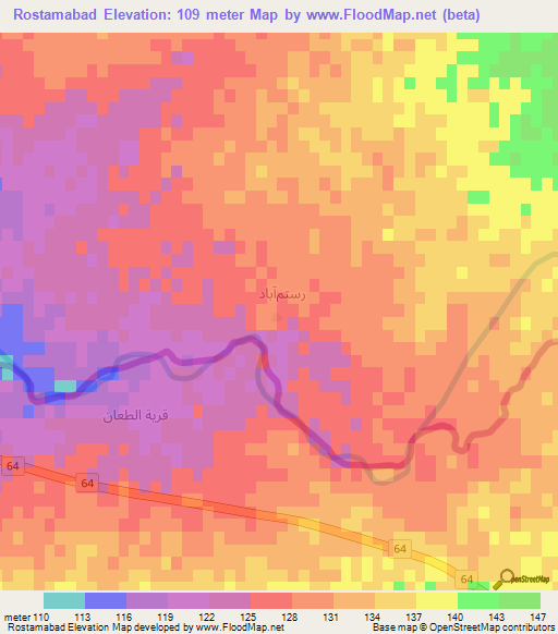 Rostamabad,Iraq Elevation Map