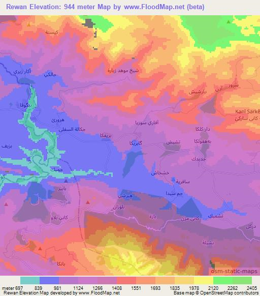 Rewan,Iraq Elevation Map