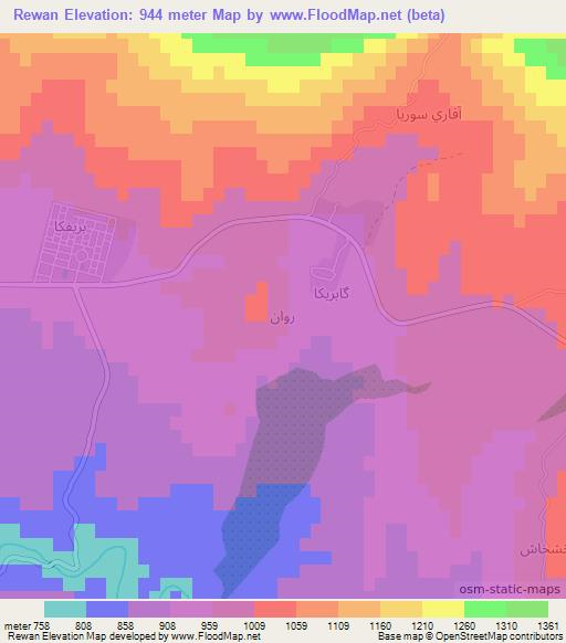 Rewan,Iraq Elevation Map