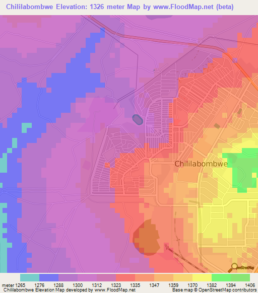 Chililabombwe,Zambia Elevation Map
