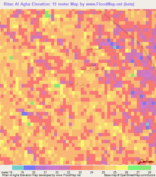 Ritan Al Agha,Iraq Elevation Map