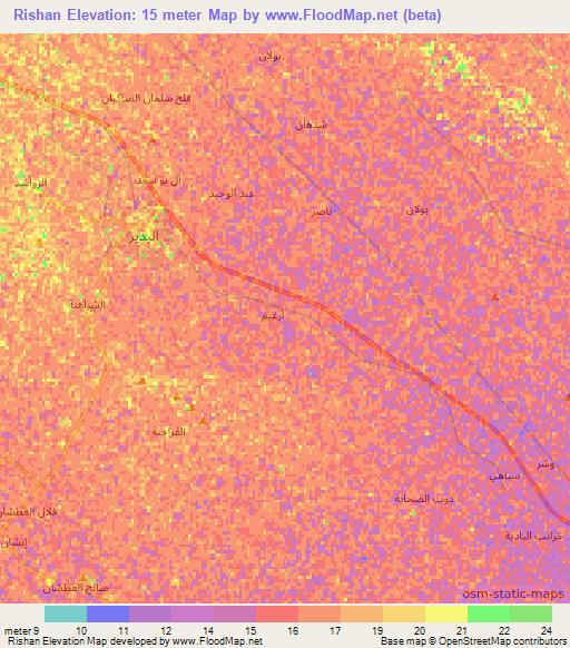 Rishan,Iraq Elevation Map