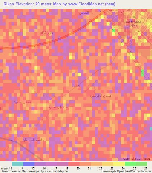 Rikan,Iraq Elevation Map