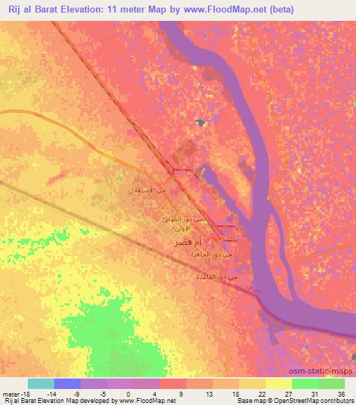 Rij al Barat,Iraq Elevation Map