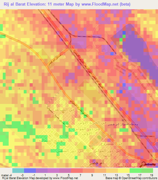Rij al Barat,Iraq Elevation Map