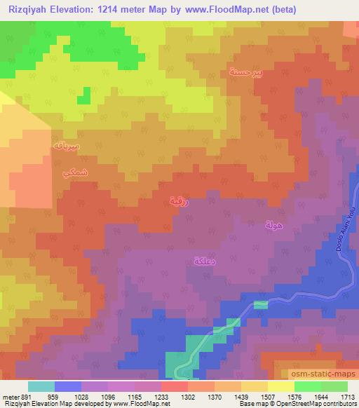 Rizqiyah,Iraq Elevation Map