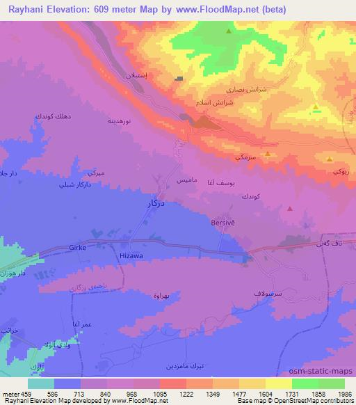 Rayhani,Iraq Elevation Map