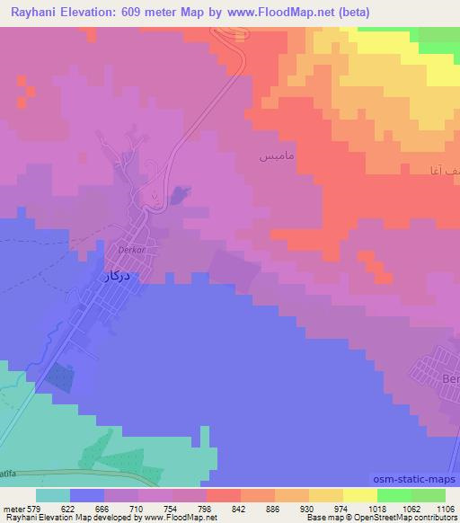 Rayhani,Iraq Elevation Map