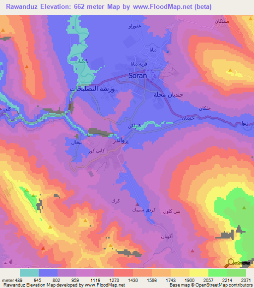 Rawanduz,Iraq Elevation Map