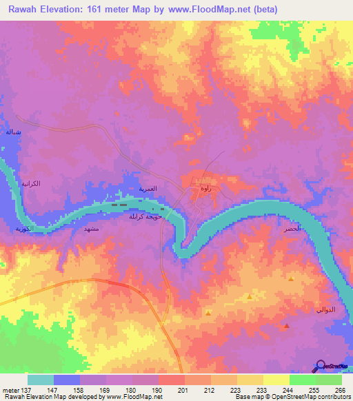 Rawah,Iraq Elevation Map