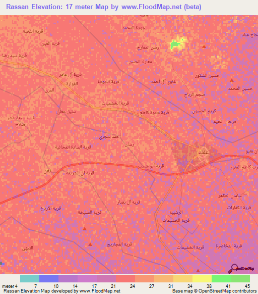 Rassan,Iraq Elevation Map