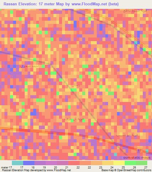 Rassan,Iraq Elevation Map