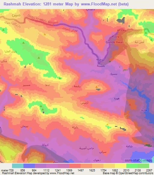 Rashmah,Iraq Elevation Map