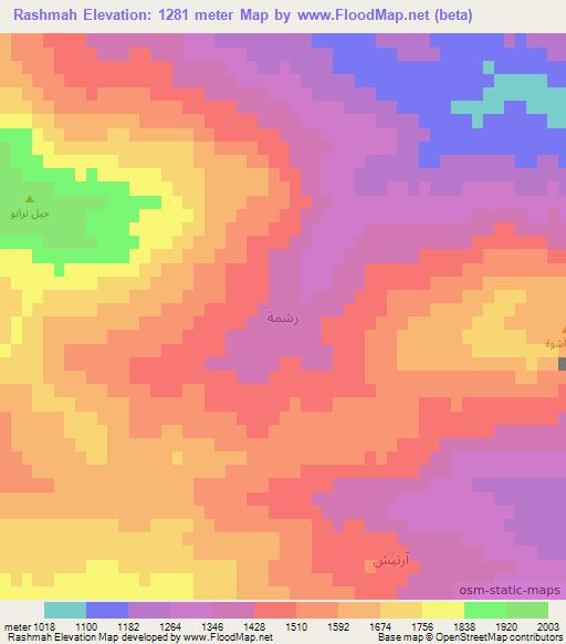 Rashmah,Iraq Elevation Map