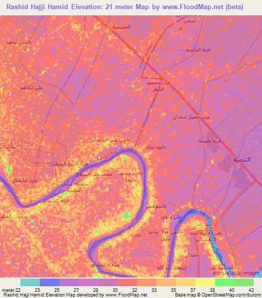 Rashid Hajji Hamid,Iraq Elevation Map