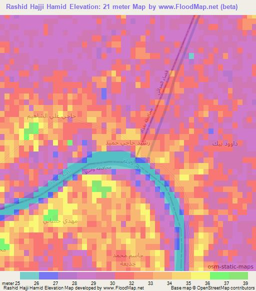 Rashid Hajji Hamid,Iraq Elevation Map