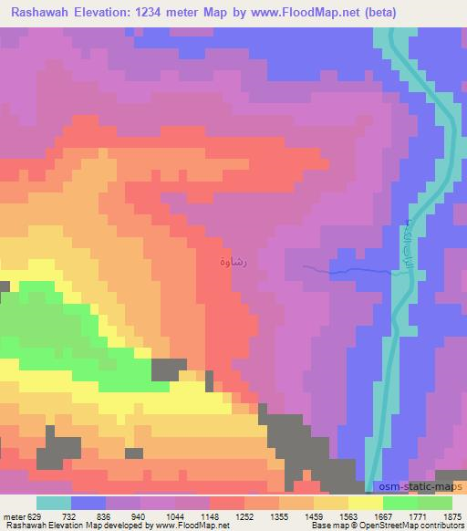 Rashawah,Iraq Elevation Map