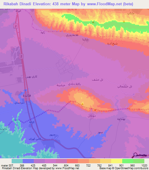 Rikabah Dinadi,Iraq Elevation Map