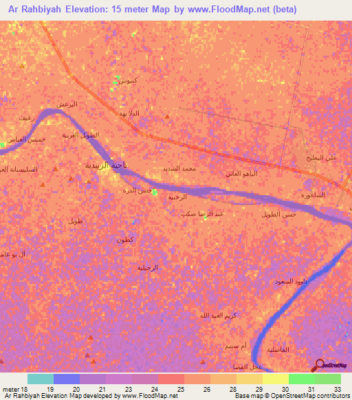 Ar Rahbiyah,Iraq Elevation Map