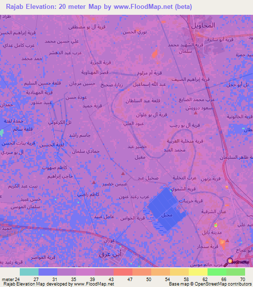 Rajab,Iraq Elevation Map