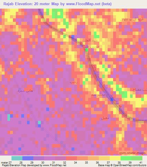 Rajab,Iraq Elevation Map