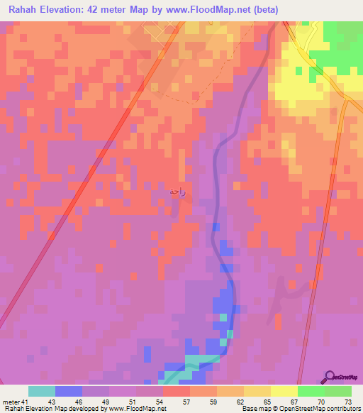 Rahah,Iraq Elevation Map