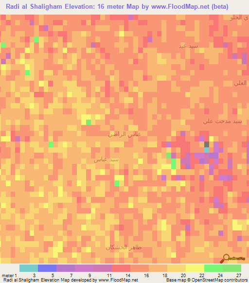 Radi al Shaligham,Iraq Elevation Map