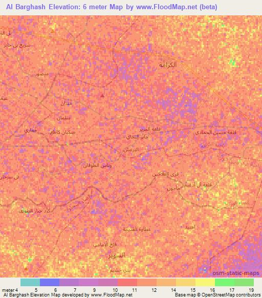 Al Barghash,Iraq Elevation Map
