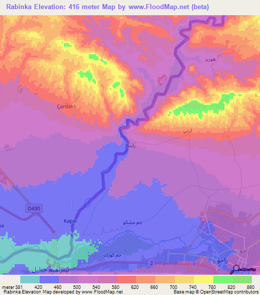 Rabinka,Iraq Elevation Map