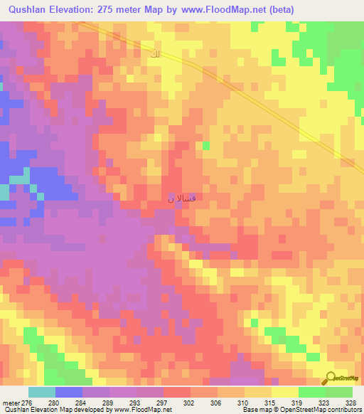 Qushlan,Iraq Elevation Map