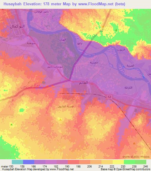 Husaybah,Iraq Elevation Map