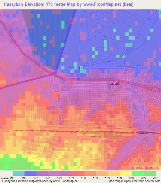 Husaybah,Iraq Elevation Map