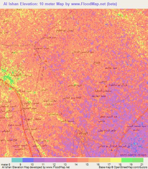 Al Ishan,Iraq Elevation Map