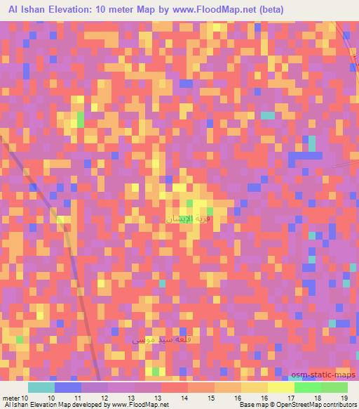 Al Ishan,Iraq Elevation Map