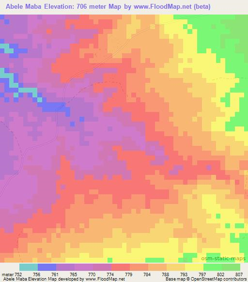 Abele Maba,Zambia Elevation Map