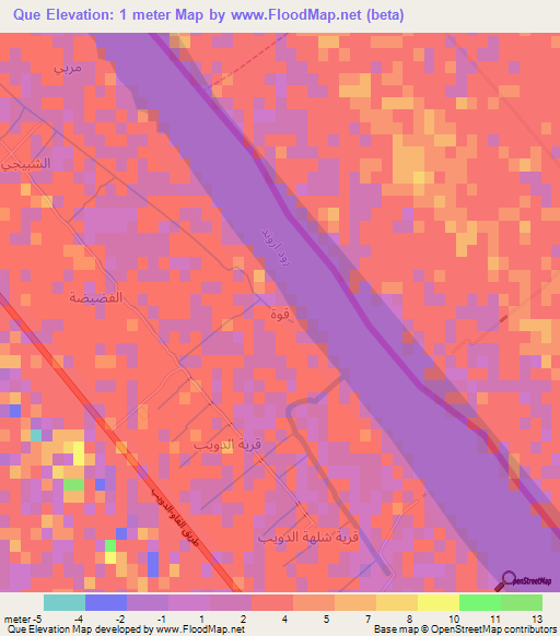 Que,Iraq Elevation Map