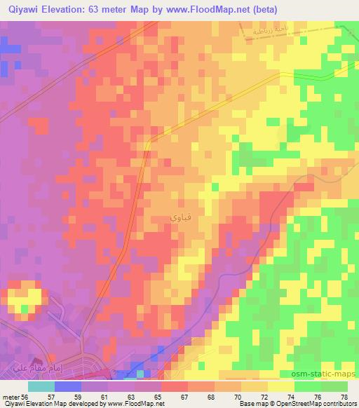 Qiyawi,Iraq Elevation Map