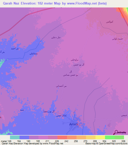 Qarah Naz,Iraq Elevation Map