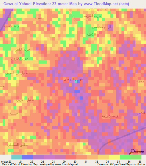 Qaws al Yahudi,Iraq Elevation Map